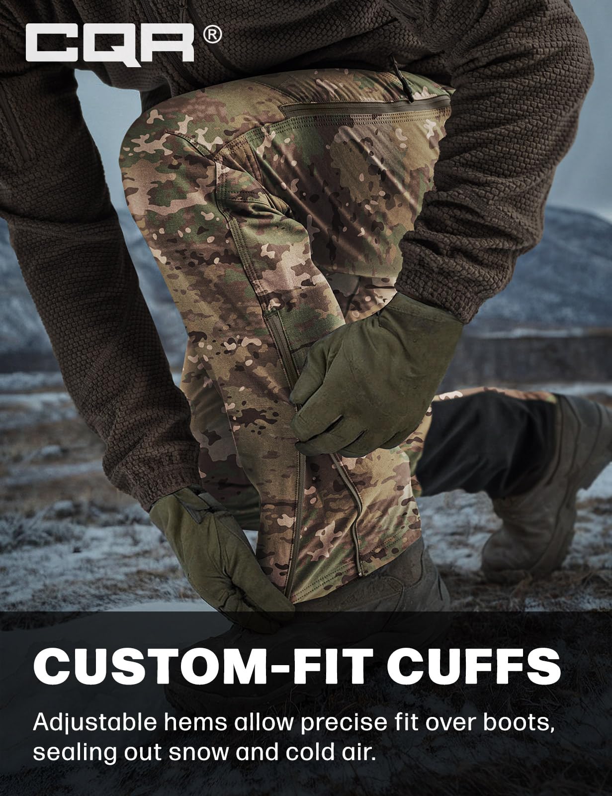 CQR Teton Softshell Pants warm fleece lining indicates chilly-weather warmth without bulk.