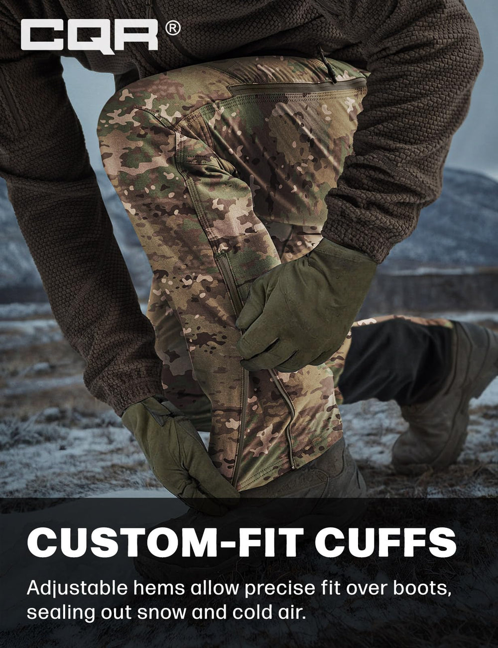 CQR Teton Softshell Pants warm fleece lining indicates chilly-weather warmth without bulk.
