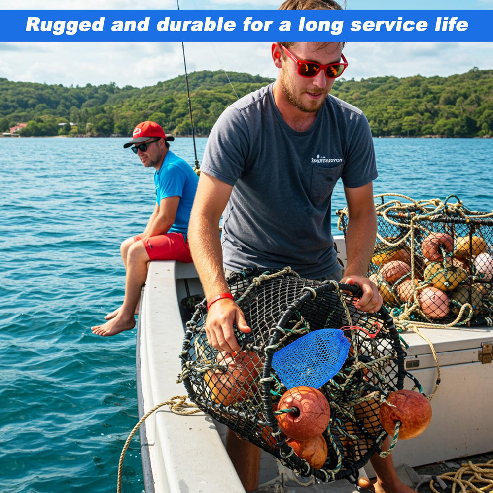 Bait bags placed inside a crab trap for guarding bait
