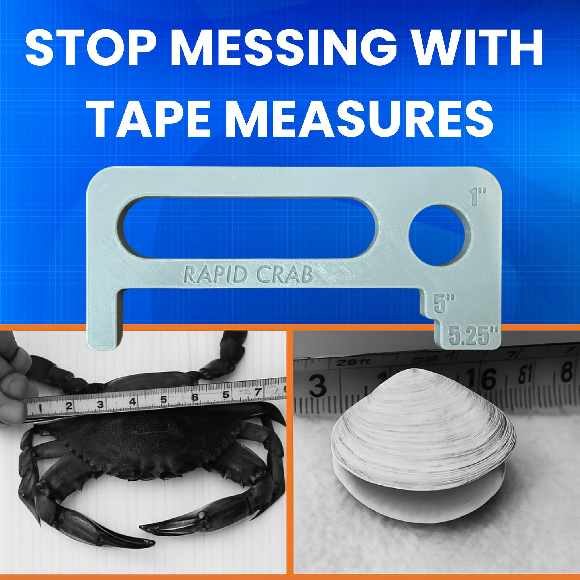 Crabbing gear featuring Maryland blue crab regulation gauge