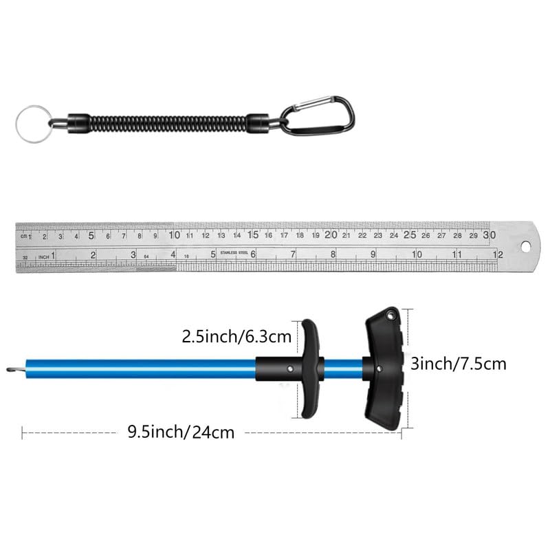 Cracrab fish hook remover featuring a blue aluminum body and 10-inch length