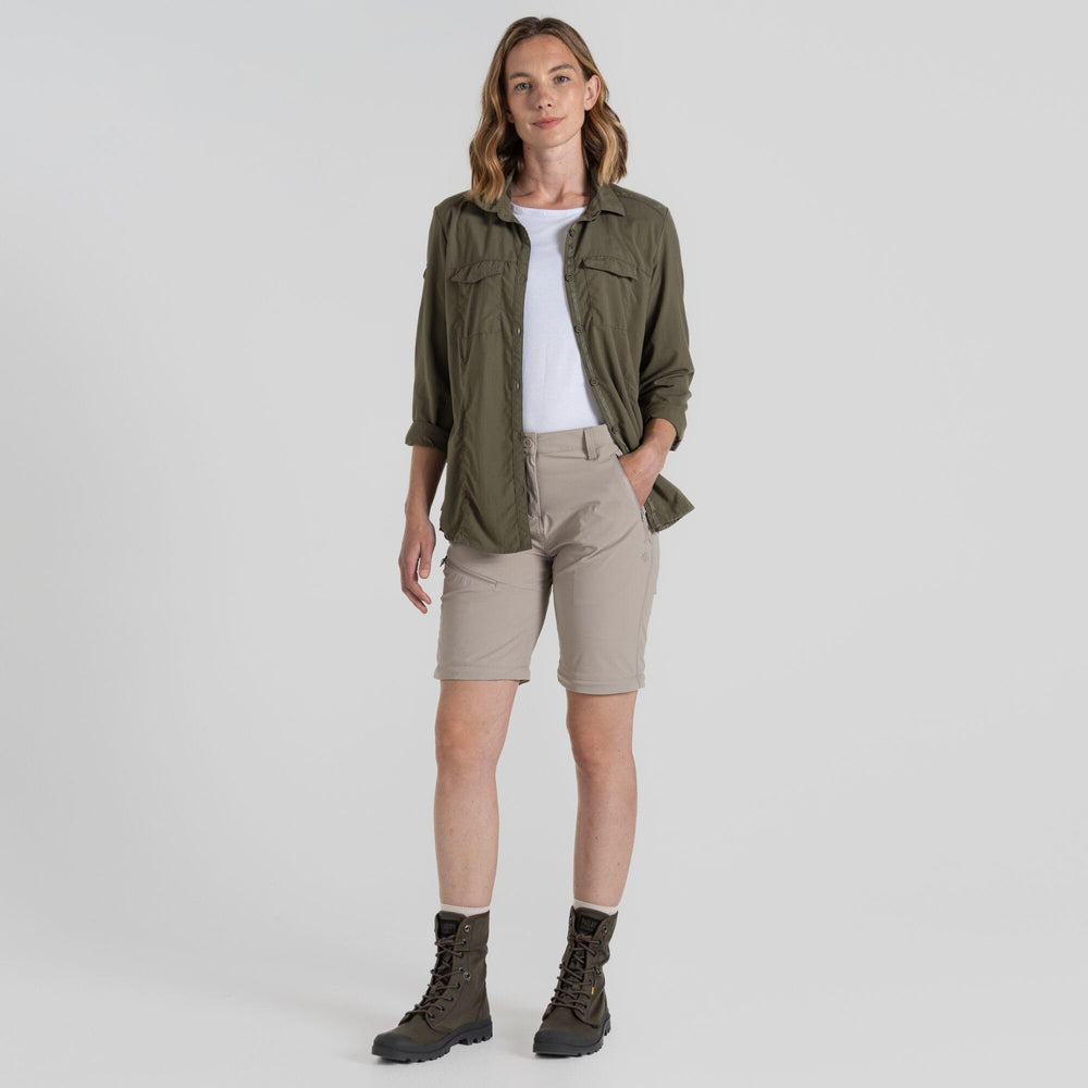 Craghoppers Pro Pant pocket detail showing secure storage during hiking and travel.