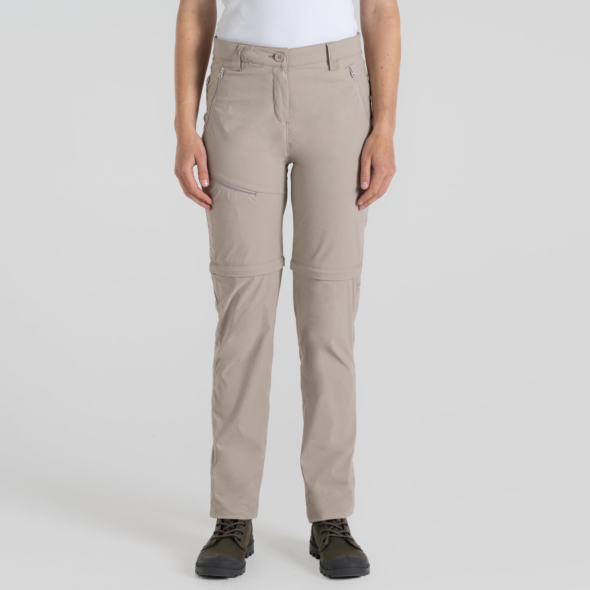 Craghoppers Insect Shield Pro Convertible Pant zip-off shorts close-up highlights adjustable fit.