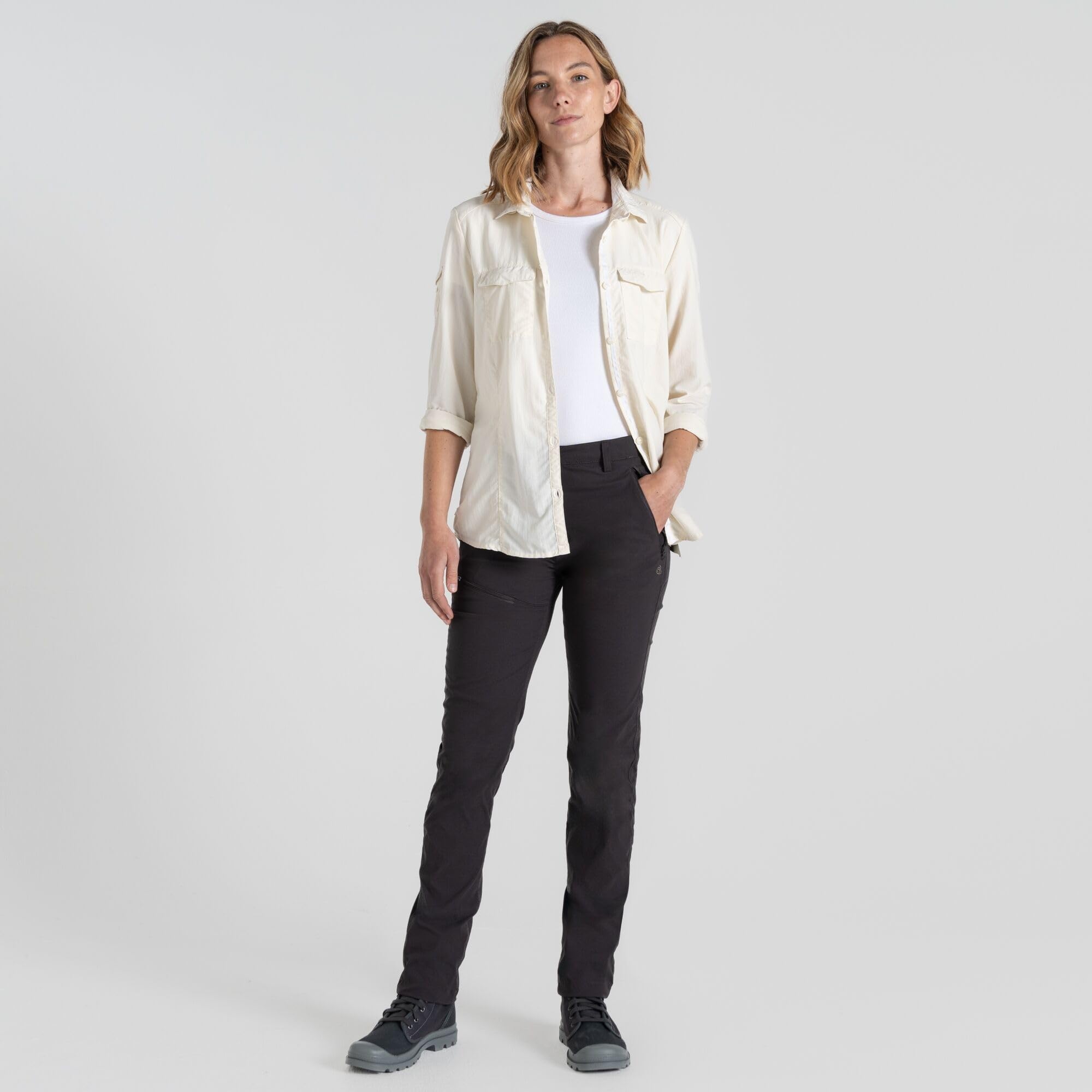 Craghoppers Women's Insect Shield Pro Pant III Charcoal back view with RFID pocket detail
