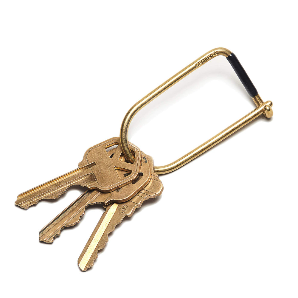 Craighill Wilson brass keyring with 2-inch carabiner keeps keys secure.