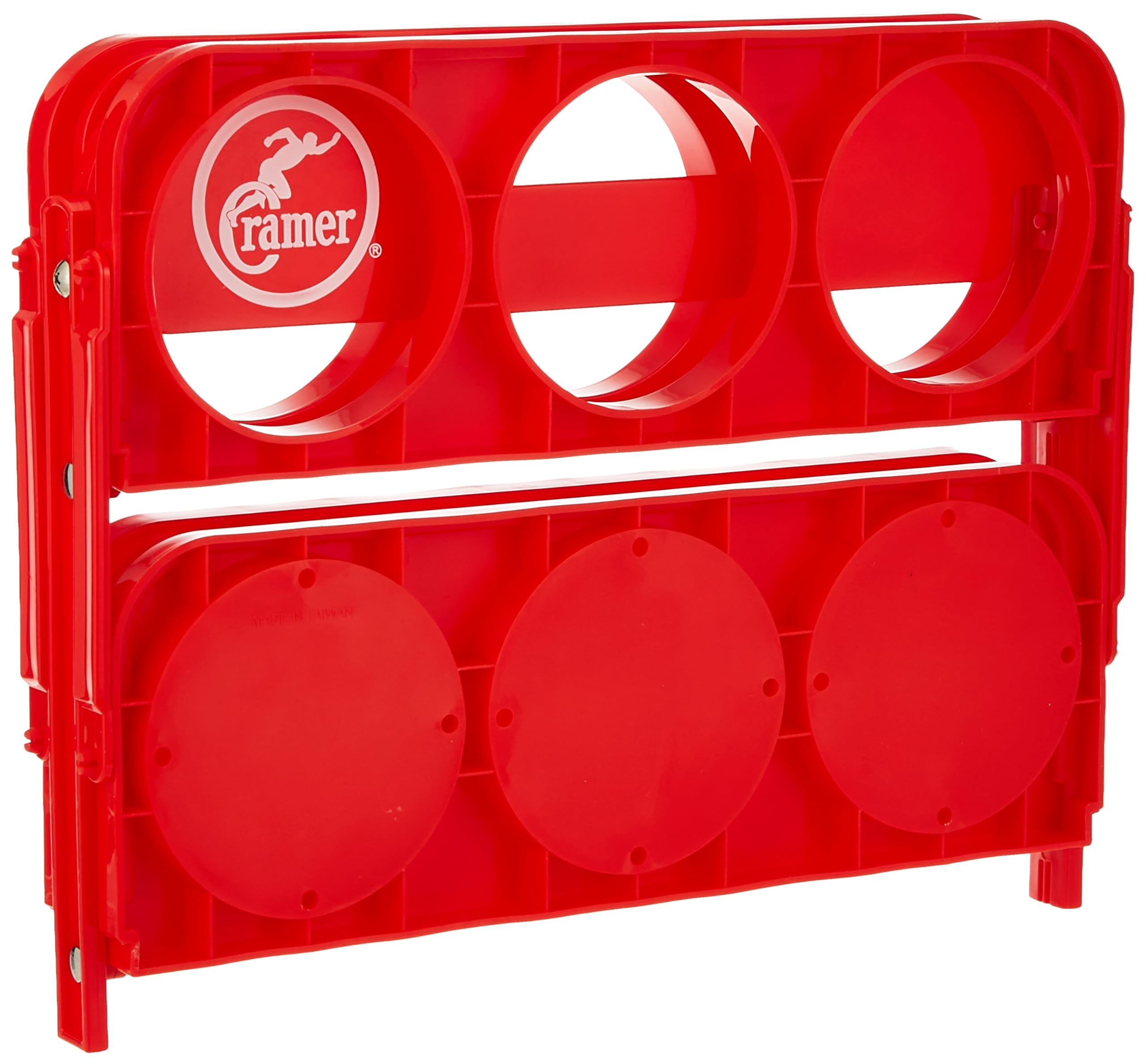 Cramer collapsible water bottle carrier side view demonstrates six-bottle capacity.