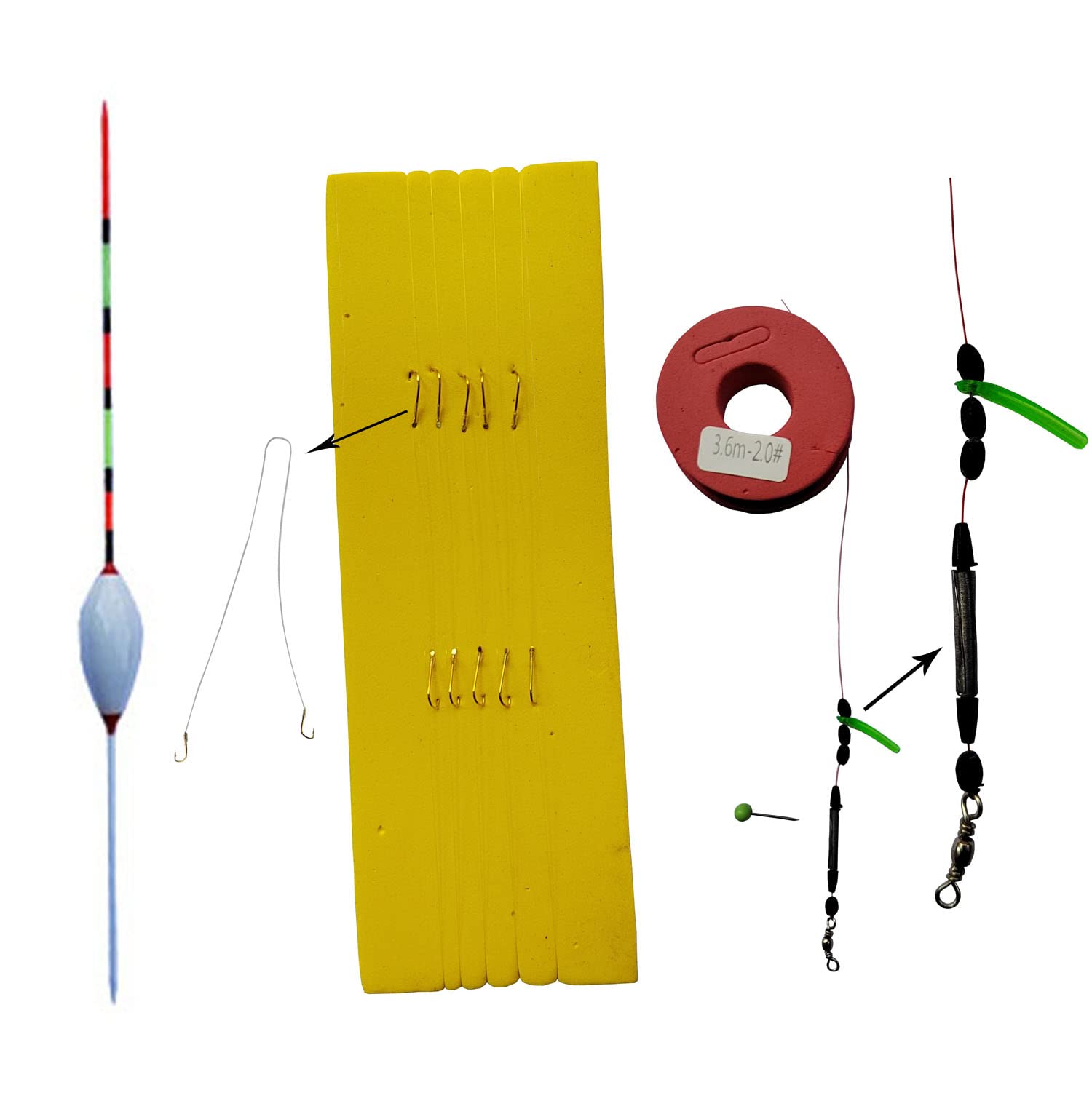 Crappie fishing setup showing line and hooks