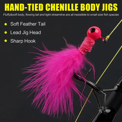 Close-up of hand-tied marabou feather jig head