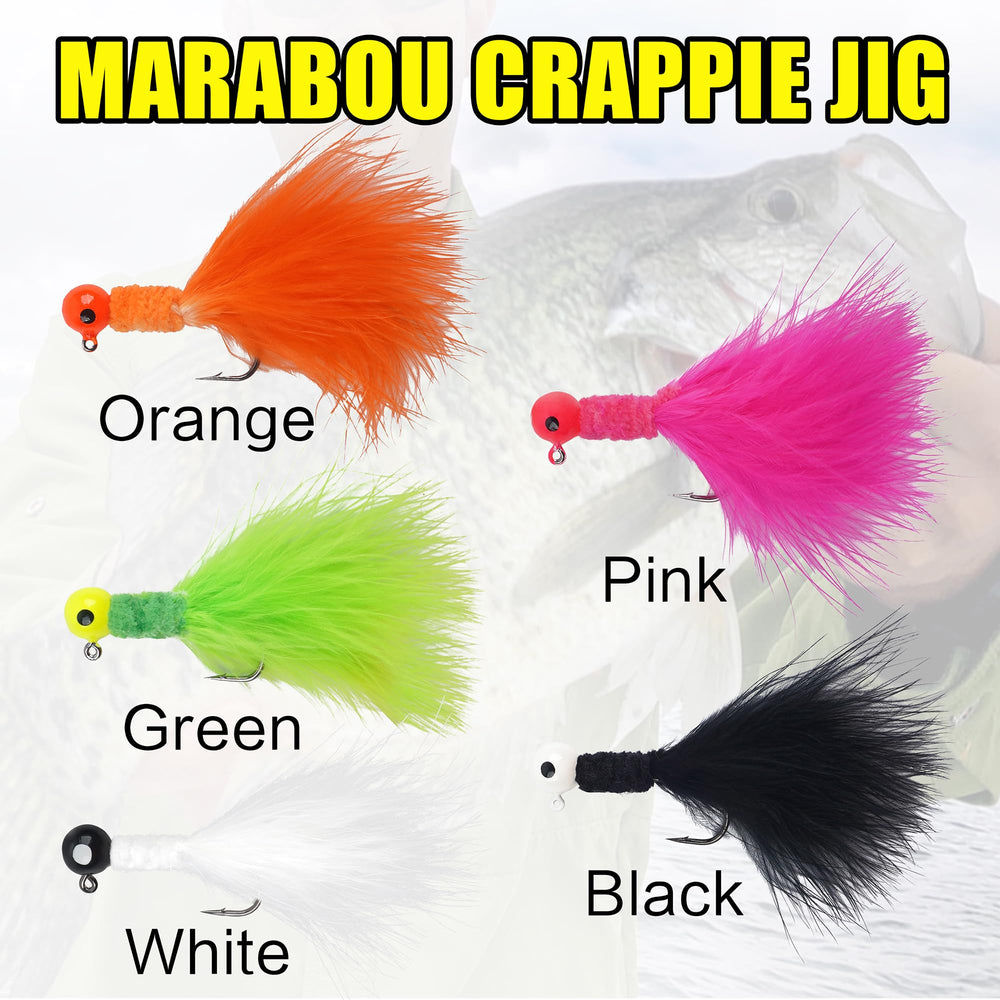 Assorted colors in a 30-piece crappie jig kit