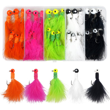 Jigs neatly packed in a tackle box ready for fishing
