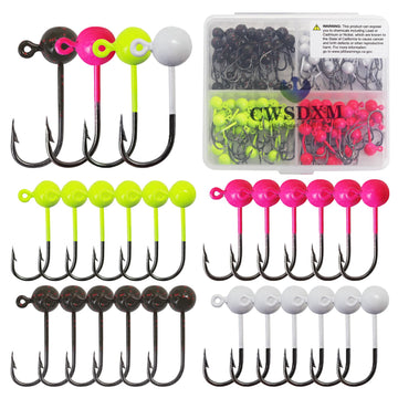 100-piece crappie jig heads assortment in a plastic box
