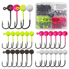 100-piece crappie jig heads assortment in a plastic box
