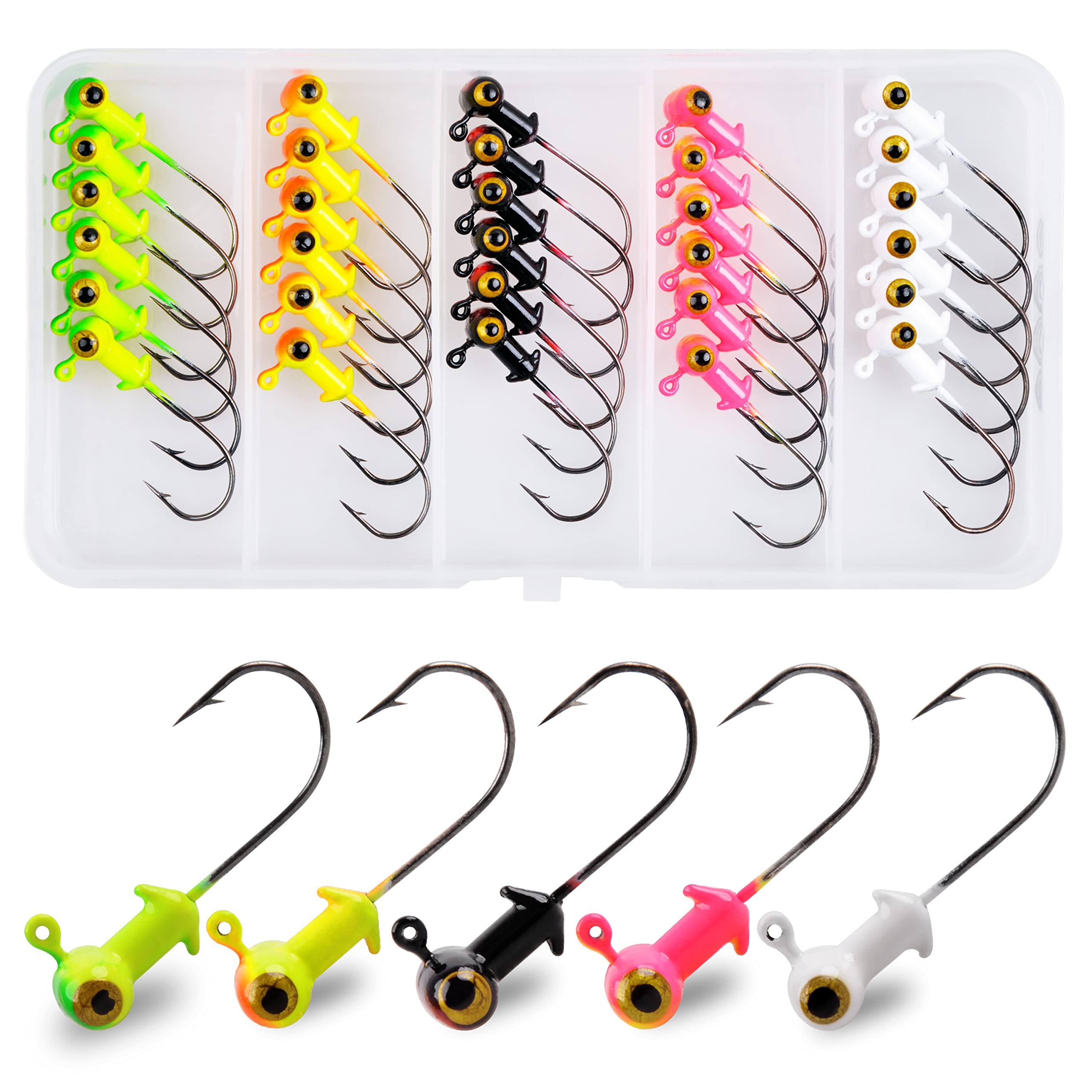 Crappie jig heads football head with glow eyes in 1/8 oz
