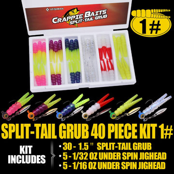 Complete 40-piece crappie kit with plastics and jigheads