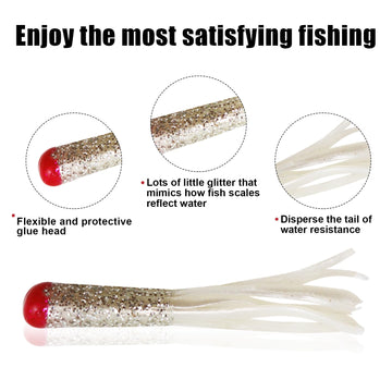 Tube jigs in white, pink, yellow, brown