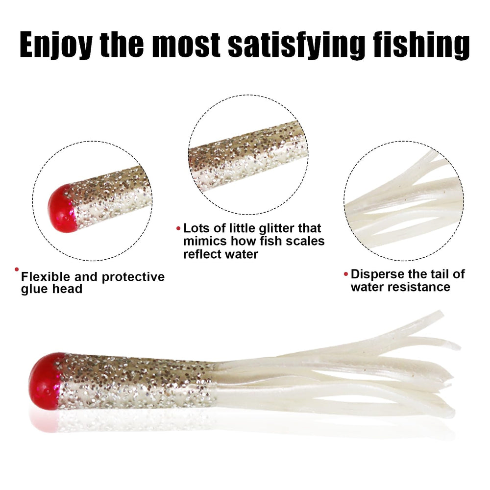 Tube jigs in white, pink, yellow, brown