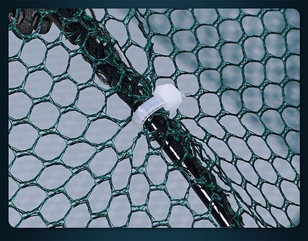 Open crawdad trap showing bait compartment and umbrella multi-hole design