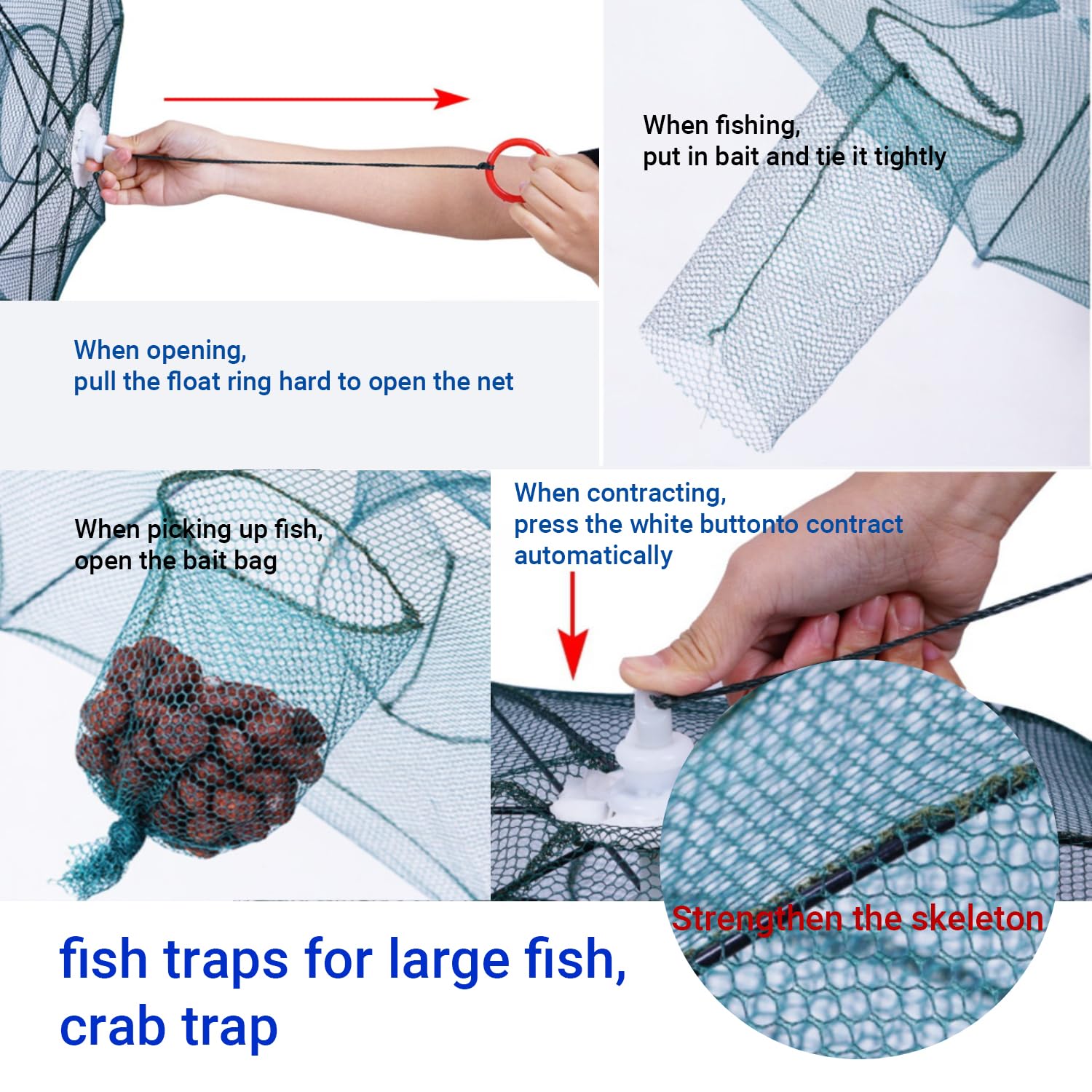 Internal bait cage with 18-foot rope for the trap