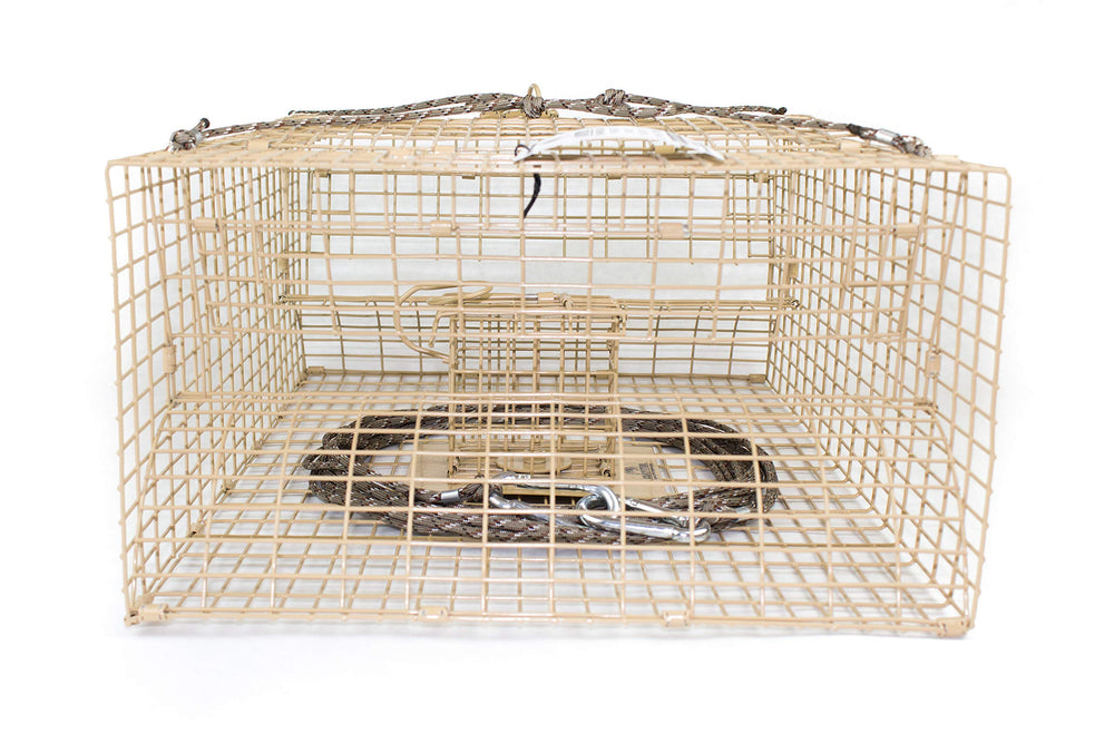 Crayster Lake Trap interior with built-in bait tray for easy bait management