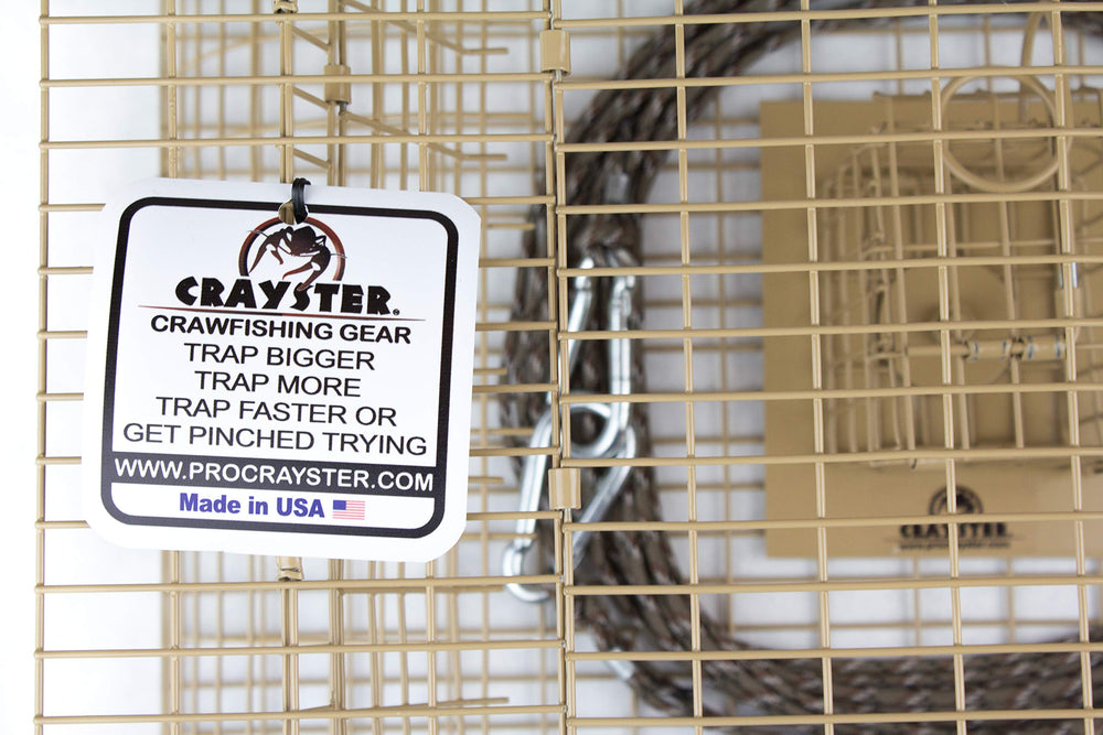 Crayster Lake Trap label indicating it is made in the USA