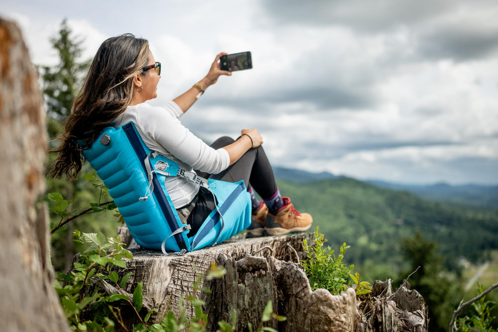 Crazy Creek AirCliner Original Big Sky Blue color boosts visibility.
