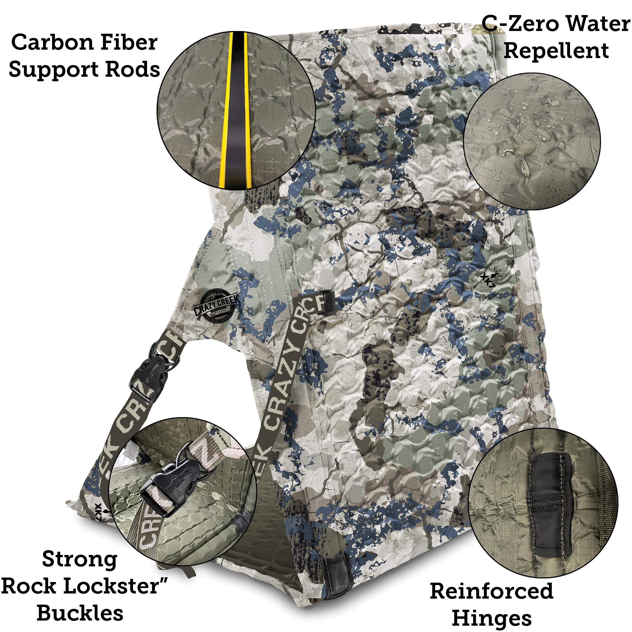 Crazy Creek HEX 2.0 LongBack Chair foam padding delivers cushion without bulk.