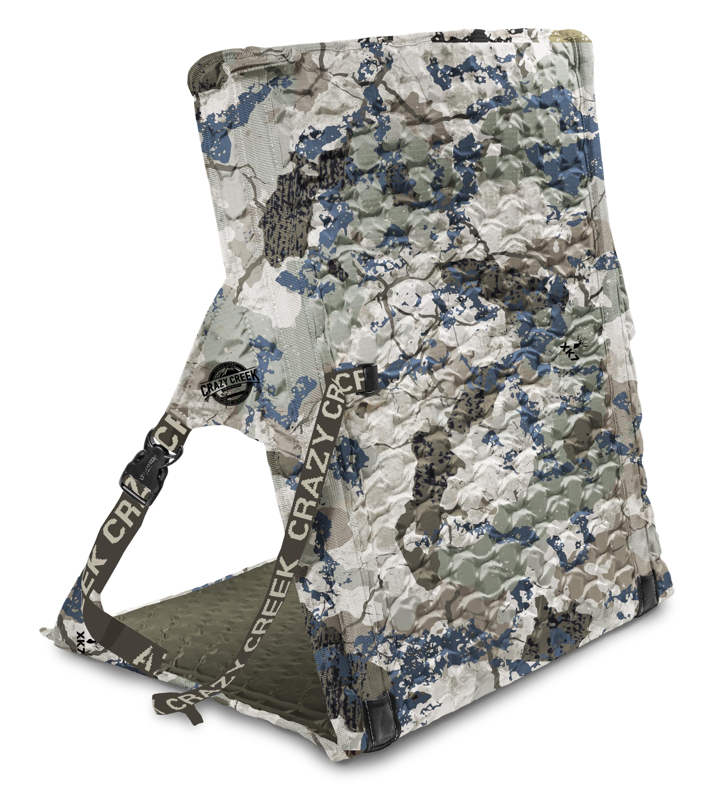 Crazy Creek HEX 2.0 LongBack Chair rolled compactly for backpacking convenience and quick setup.