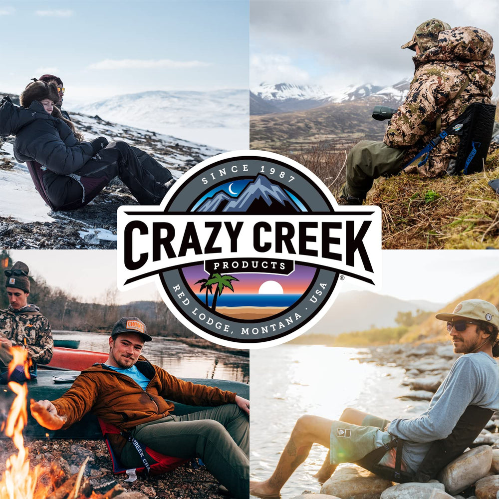 Crazy Creek HEX 2.0 PowerLounger water-resistant shell shields ground moisture during misty mornings