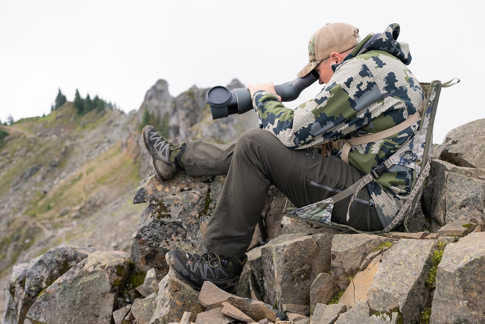 Crazy Creek Kings Camo HEX 2.0 chair enjoys a sunny beach moment
