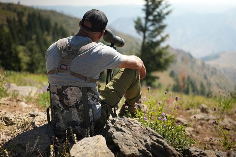 Crazy Creek Kings Camo HEX 2.0 chair ready at a hunting setup