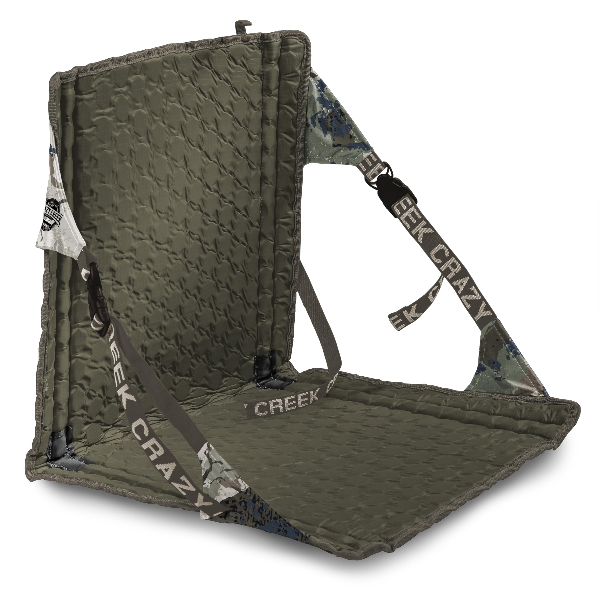 Crazy Creek Kings Camo HEX 2.0 chair packs compactly into your bag