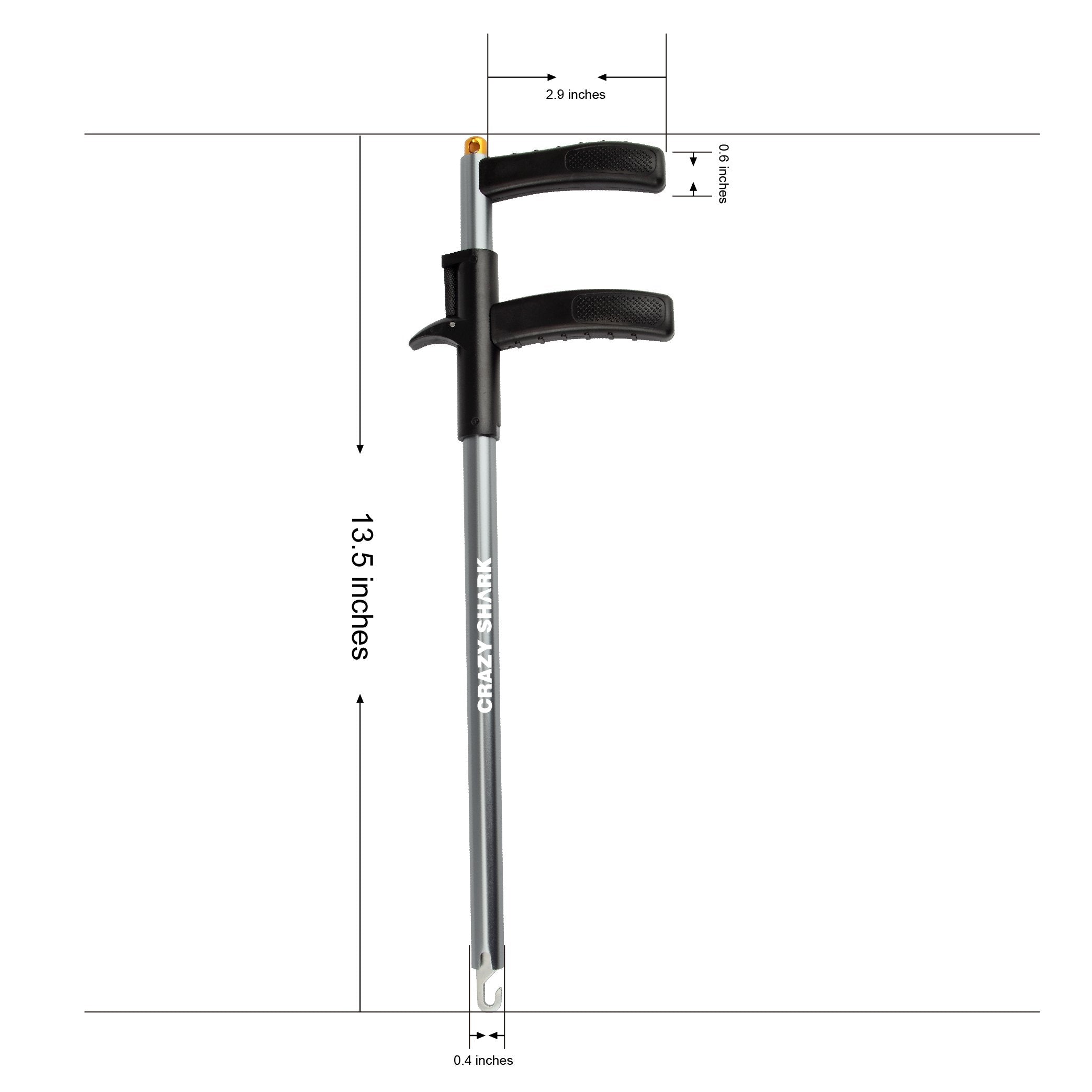 CRAZY SHARK Hook Remover Gray - side view