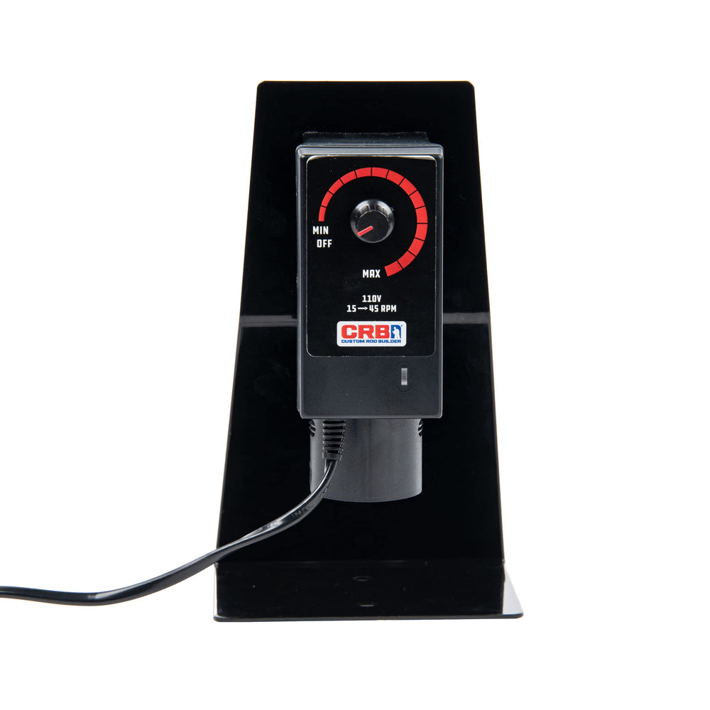 CRB Gen 2 rod dryer top-angle view highlights adjustable RPM control from 15 to 45