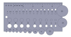 CRB gauge showing guide sizing from 4mm to 30mm