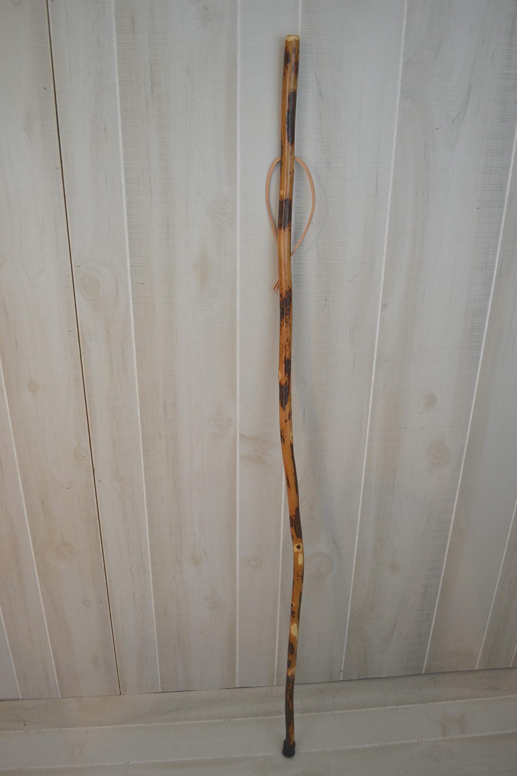 CreationCarvings walking stick with leather strap for secure handling