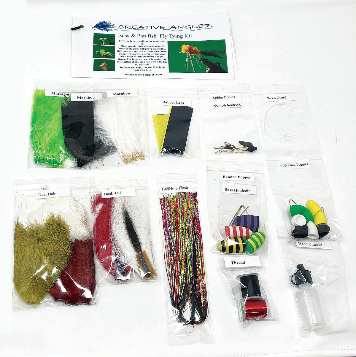 Creative Angler bass-panfish kit case keeps materials organized for efficient tying.