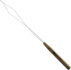 Creative Angler bobbin threader in use guiding thread through a fly tying bobbin.