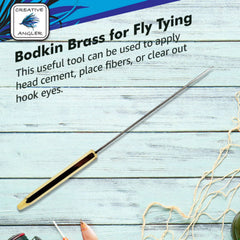 Creative Angler Bodkin Brass close-up showing sturdy tip for fiber separation.