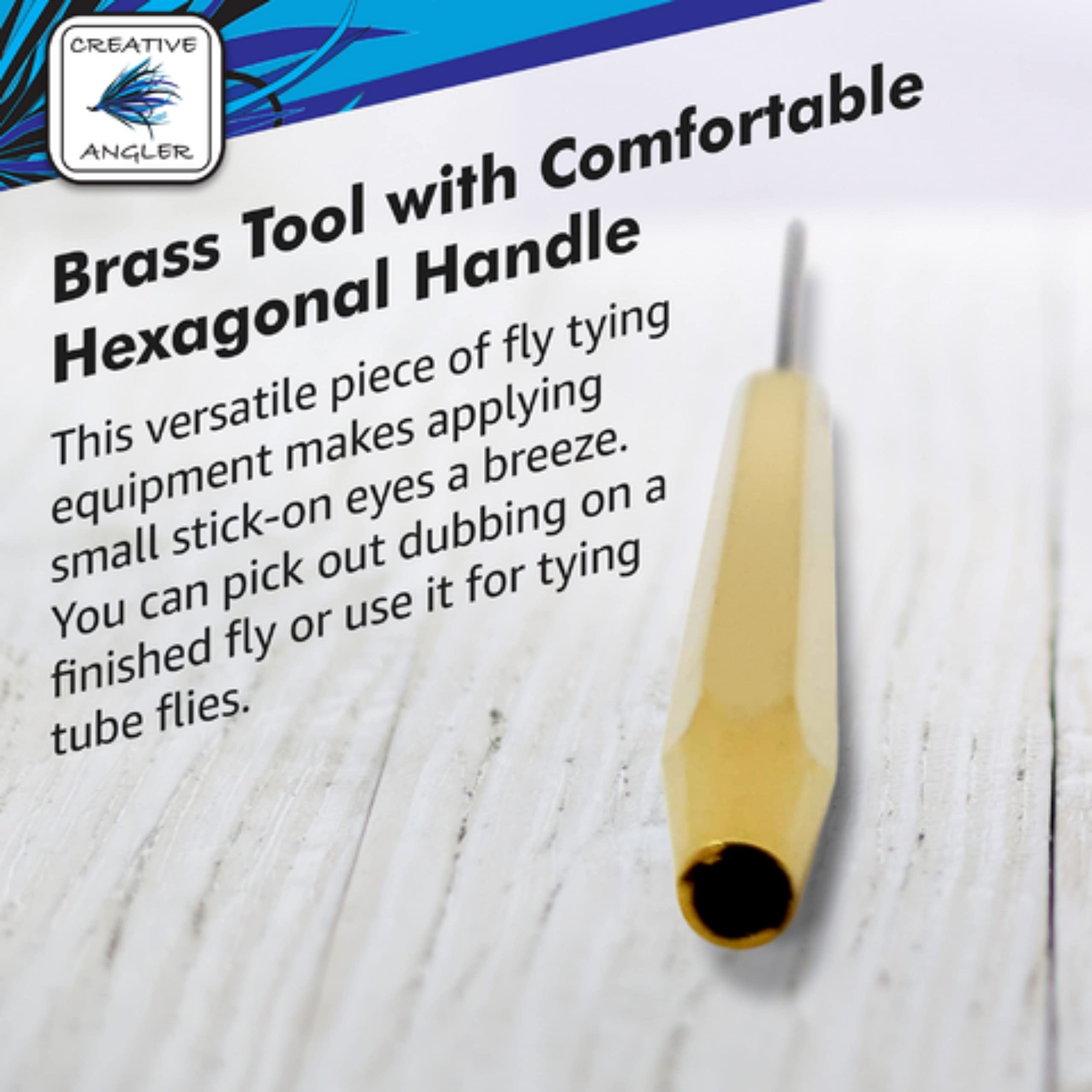 Creative Angler Bodkin Brass applying head cement with controlled precision.