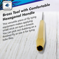 Creative Angler Bodkin Brass applying head cement with controlled precision.