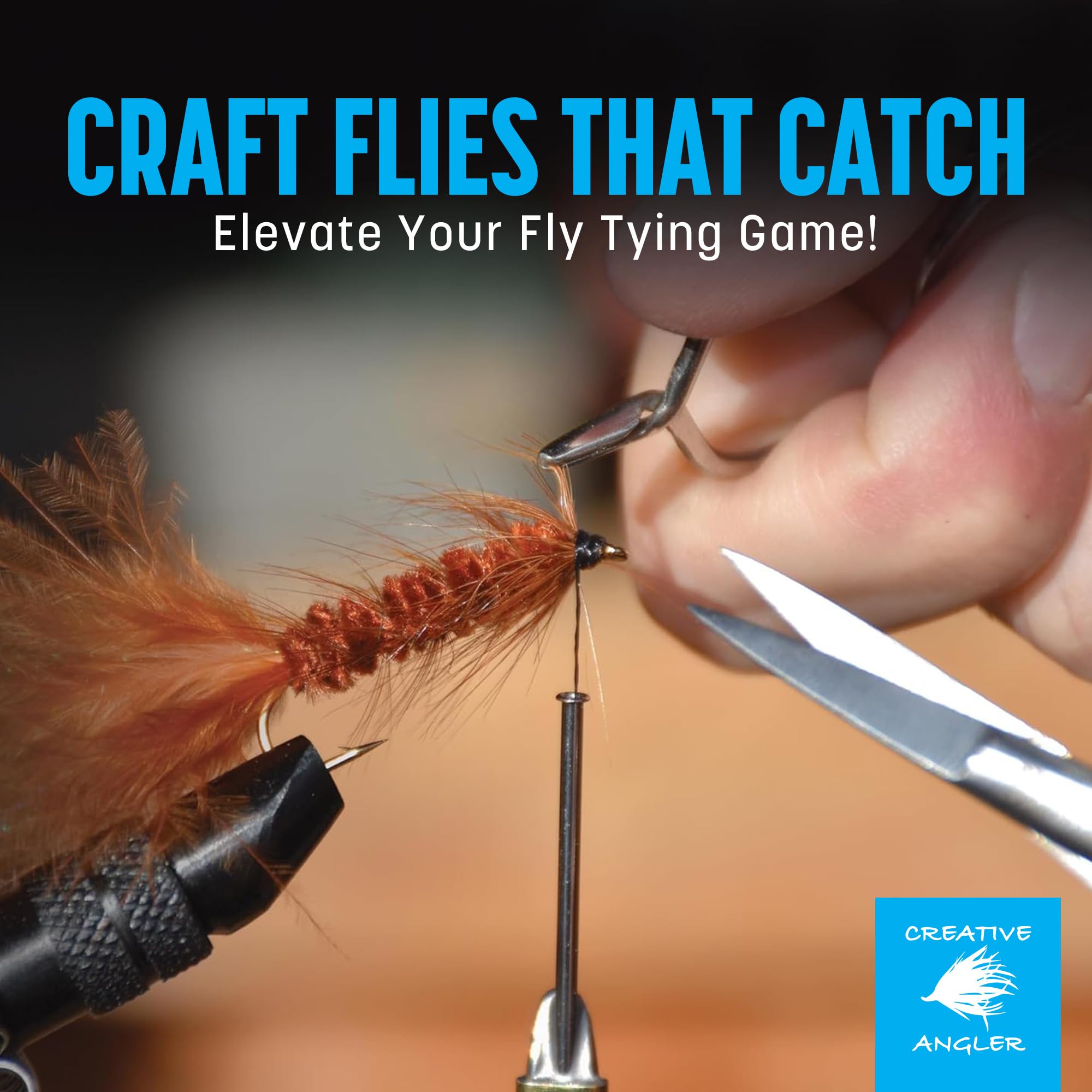 Person tying a fly using the Creative Angler kit