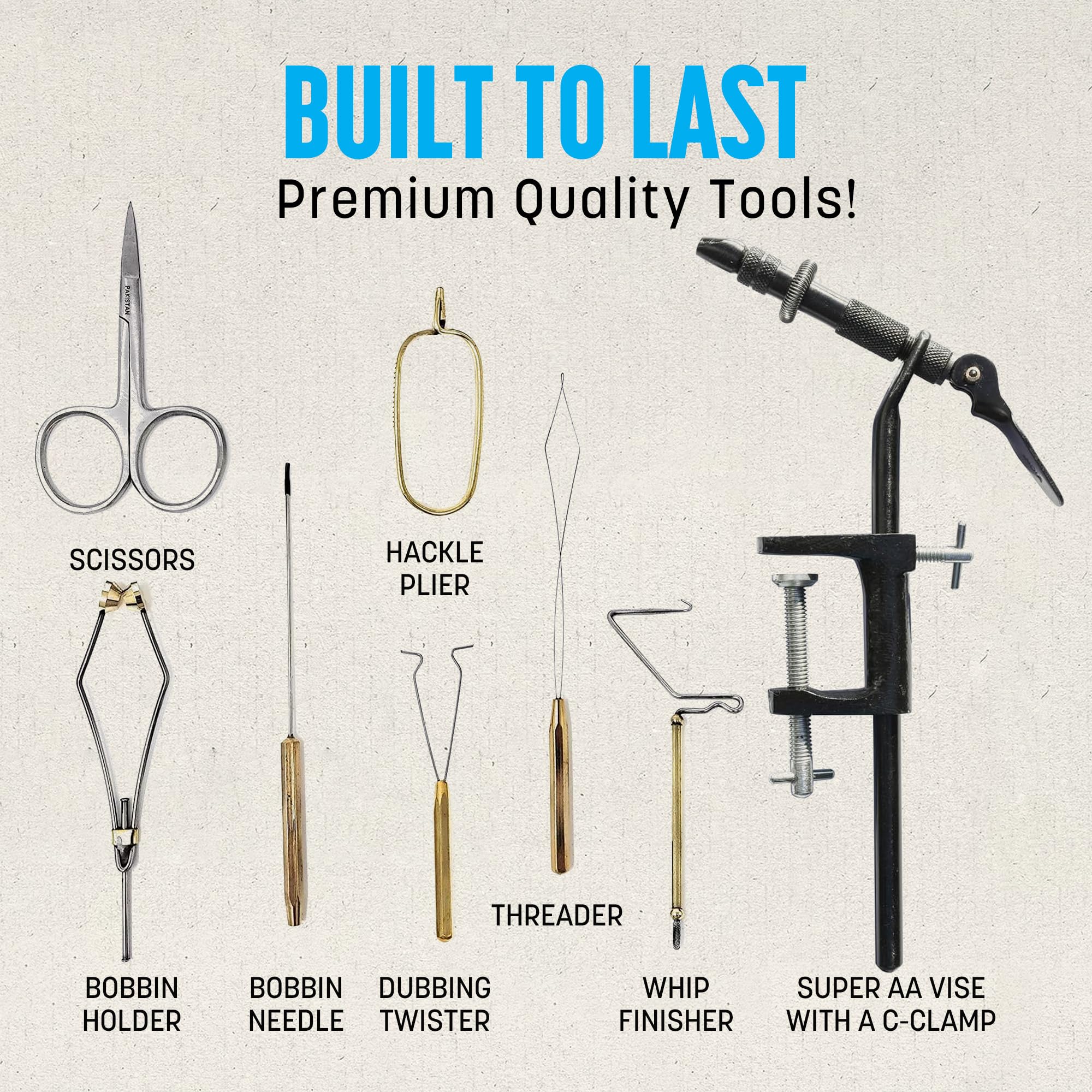 Thread and additional tools in the kit