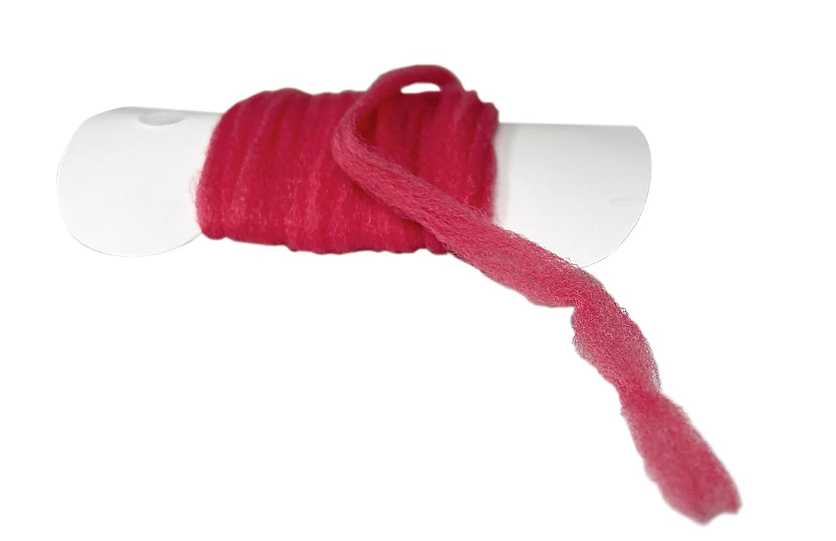 Creative Angler Float Poly Yarn Pink Closeup shows bright color for parachute dries.
