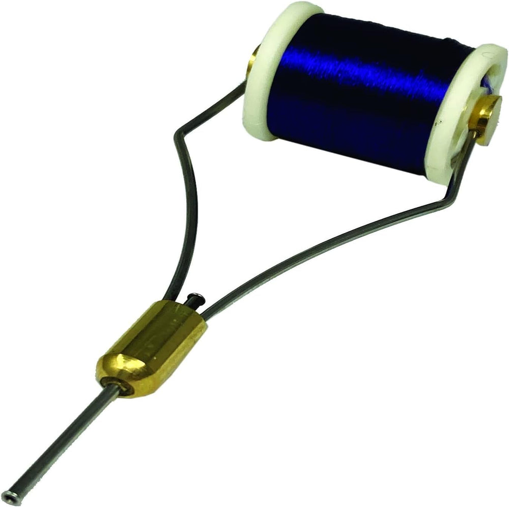 Creative Angler Material Bobbin Tool shows steady tension on a thread spool for precise knots