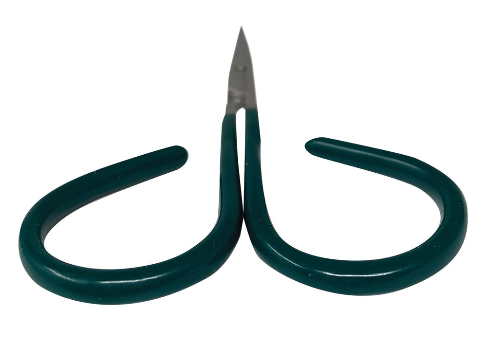 Creative Angler open end scissors close-up of tip and point for delicate material control.