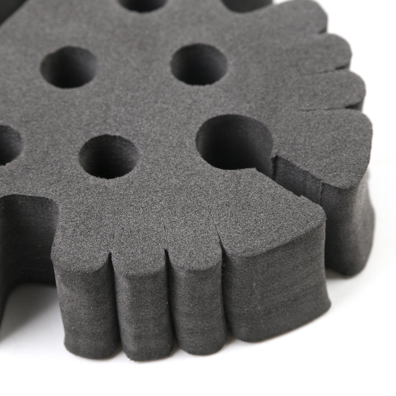 Creative Angler foam slots prevent tools from rolling off workspace.
