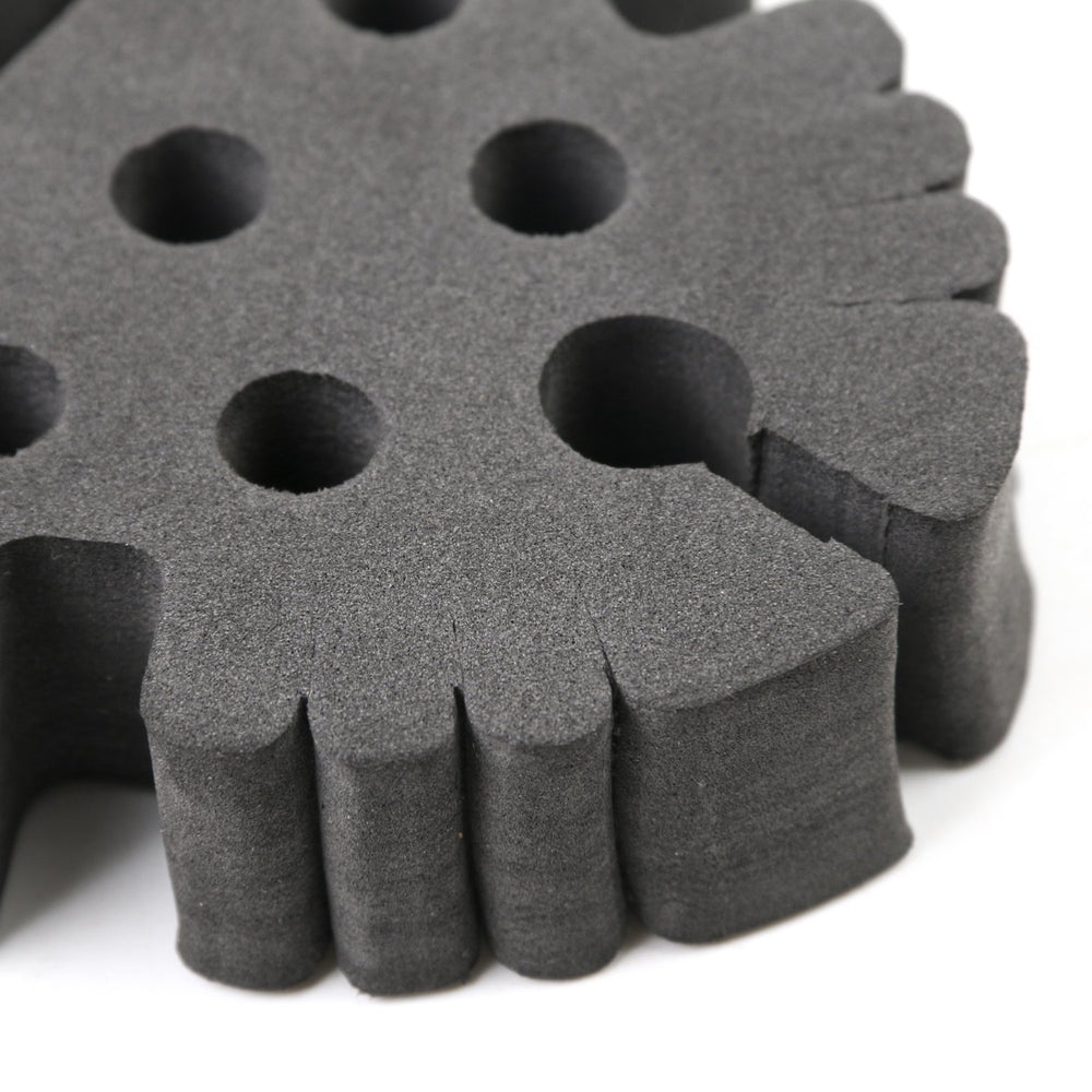 Creative Angler foam slots prevent tools from rolling off workspace.