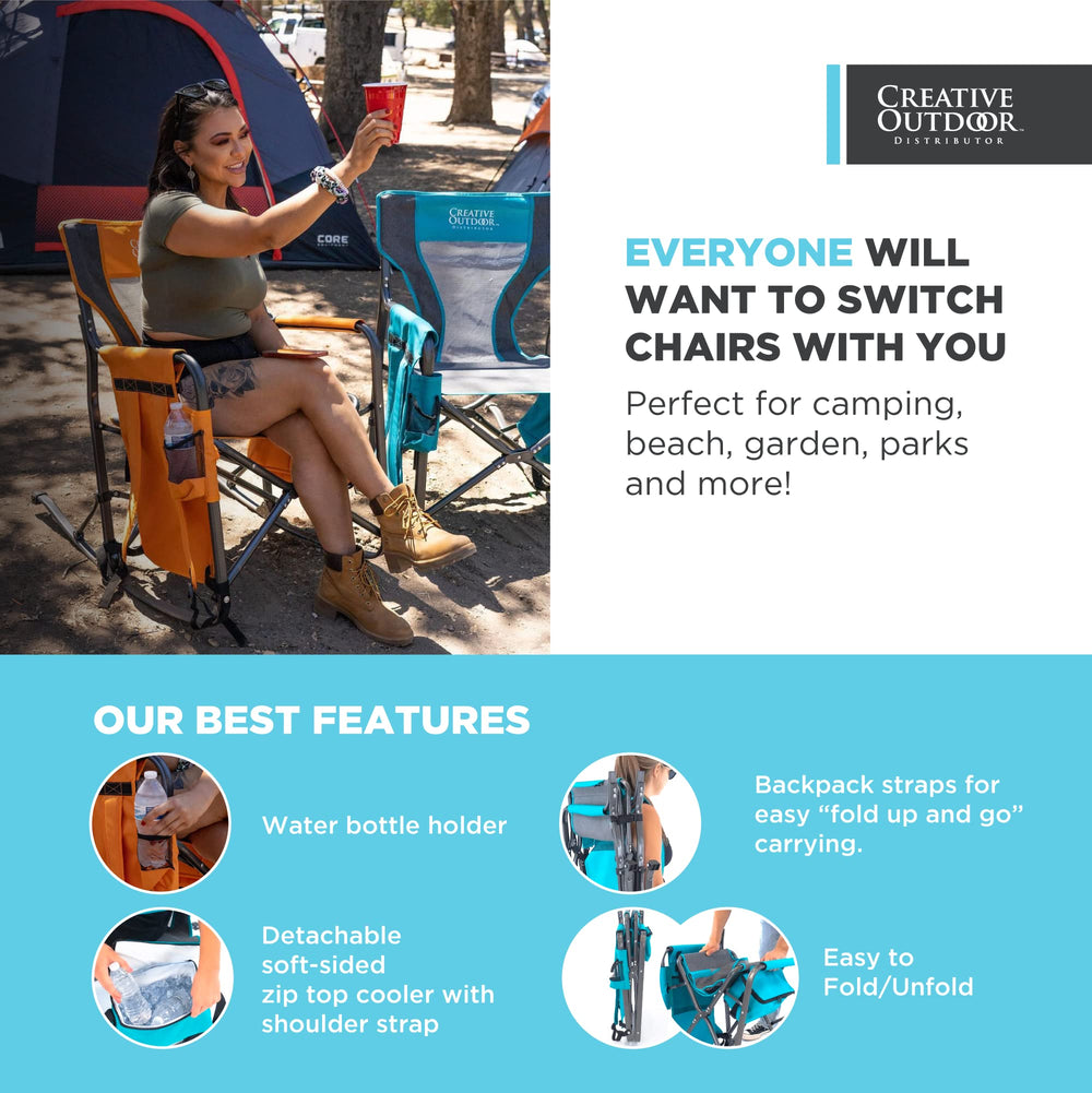 Creative Outdoor collapsible rocking chair open dimensions ideal for camping and picnics.