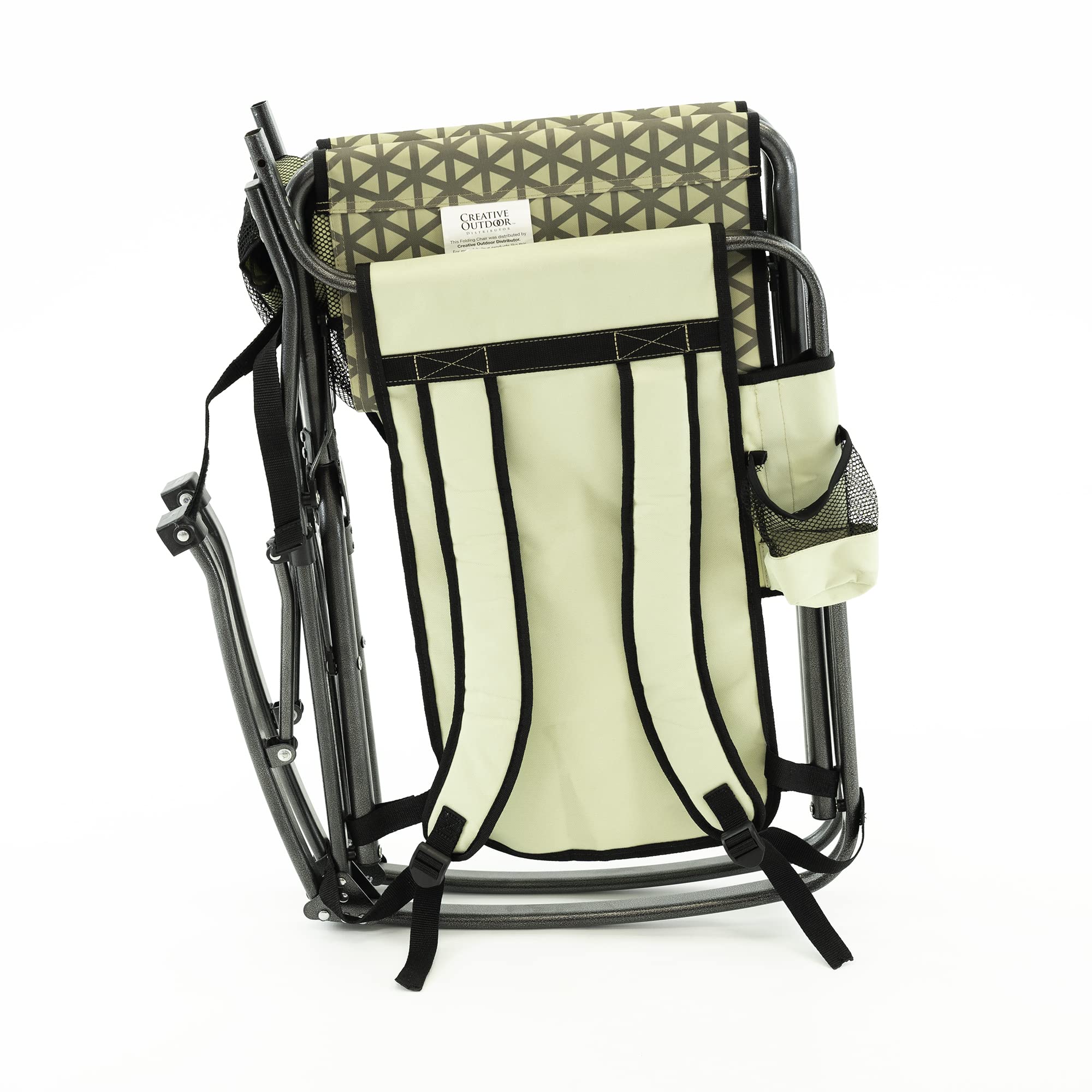 Creative Outdoor Collapsible Rocking Director Chair with detachable cooler keeps beverages handy.