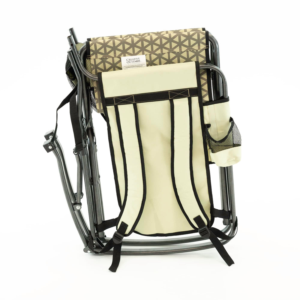 Creative Outdoor Collapsible Rocking Director Chair with detachable cooler keeps beverages handy.